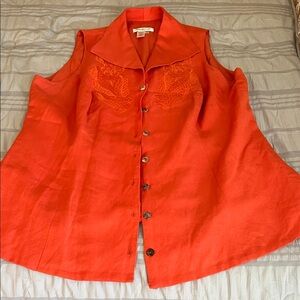 Coldwater Creek Vibrant Orange Sleeveless Blouse